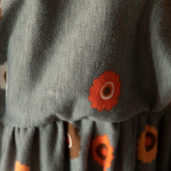 2for1 Ice Silk Gray w Orange Flowers Polyester/Spandex Dress womens XXL - Picture 8 of 8